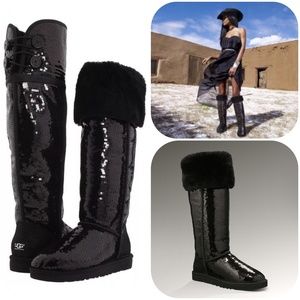 UGG Over The Knee Bailey Button Sparkle Sequins Tall Boots Like New with Box